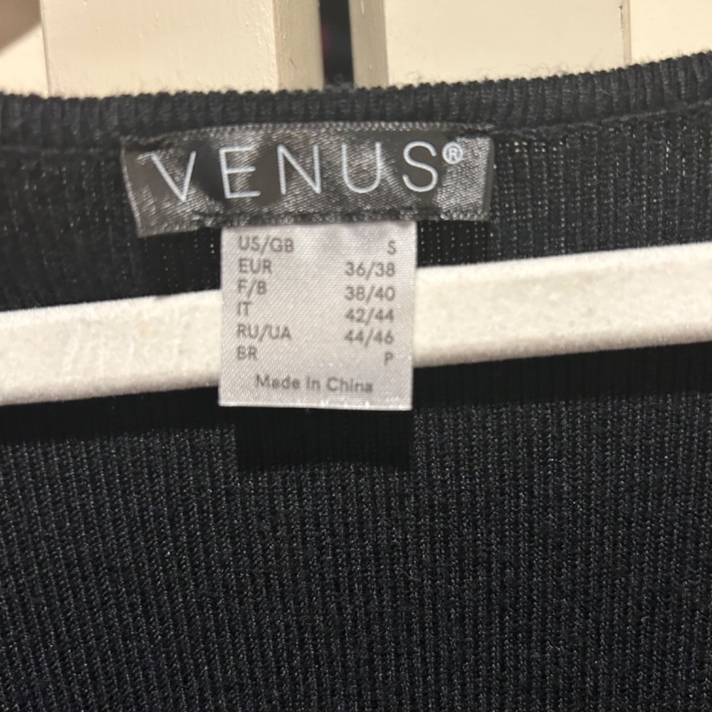 NWOT Venus Black Sheath Dress with full sleeve peep holes and teardrop crystals - Picture 3 of 6